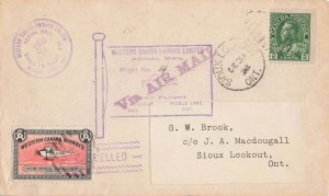 Canada 1928 Western Canada Airways Semi-Official Cover Sioux Lookout to Pickle