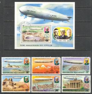 MALAGASY Sc# 545 - 548 C158 - C160 USED FVF Zeppelins