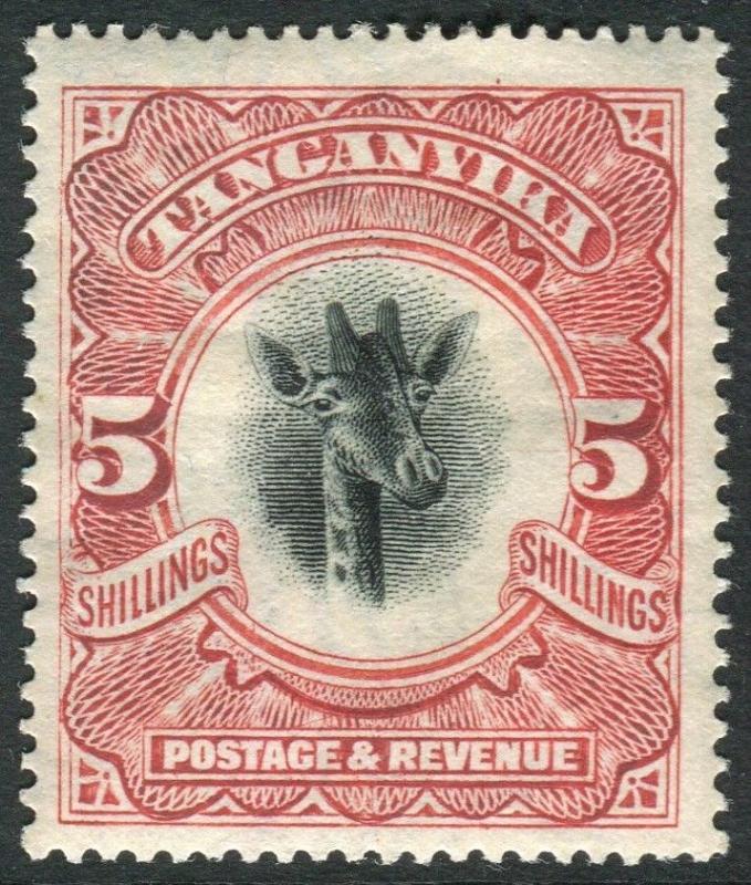 TANGANYIKA-1922-4 5/- Scarlet SIDEWAYS WMK.  A mounted mint example Sg 86