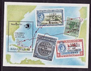 Bahamas-Sc#687-unused NH sheet-Stamp on Stamp-Maps-1989-