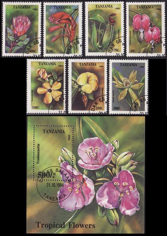 Tanzania Tropical Flowers 7v+MS CTO SG#1917-MS1924 SC#1295-1302