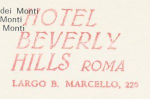 Meter card Italy 1974 Hotel Beverly Hills Rome