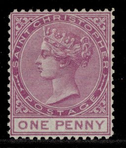 ST KITTS-NEVIS - St Christopher QV SG6, 1d magenta, UNUSED. Cat £80. PERF 14