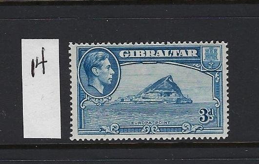 GIBRALTAR SCOTT #111A 1938-49 GEORGE VI- 3D (BLUE)-  PERF 14  - MINT LH