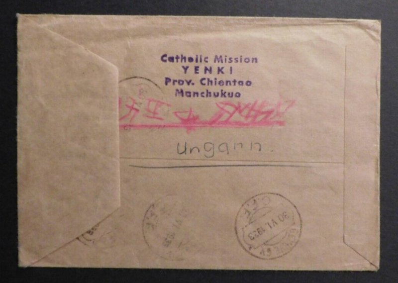 1933 Manchukuo Japan Occupied China Catholic Missionary Cover to Switzerland