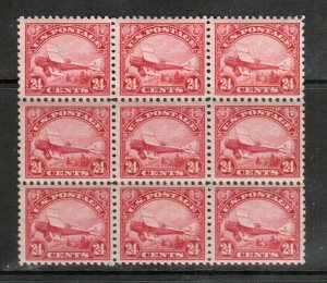 USA #C6 Very Fine Never Hinged Block Of Nine