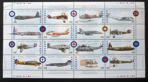 Canada Sc# 1808a  ROYAL CANADIAN AIRFORCE FIGHTER JETS war MINI SHEET 1999 MNH