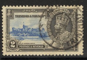 TRINIDAD & TOBAGO SG239a 1935 2c SILVER JUBILEE EXTRA FLAGSTAFF USED