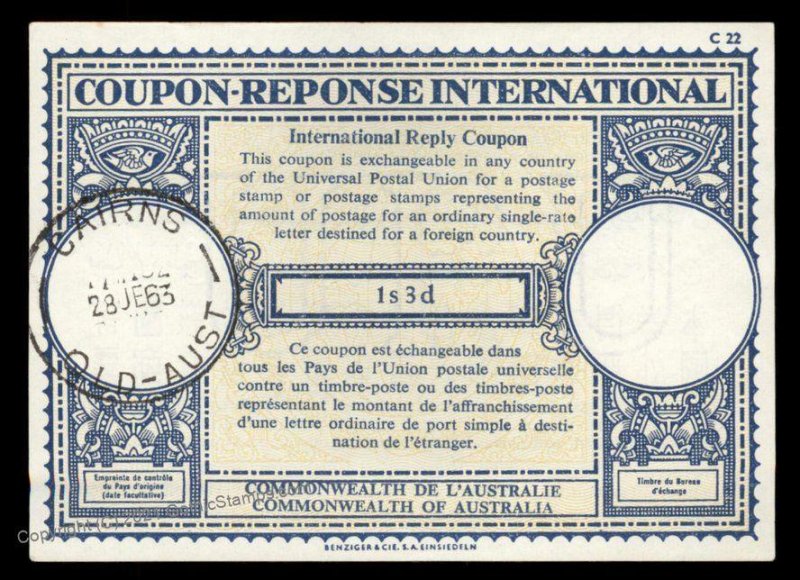 Australia International Reply Coupon IRC Post Office G98951