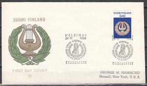 Finland, Scott cat. 480. Student Union issue. Lyre in design. First day cover.