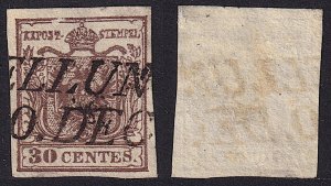 Lombardy-Venetia - 1850 - Scott #5 - used - Type III - BELLUNO pmk