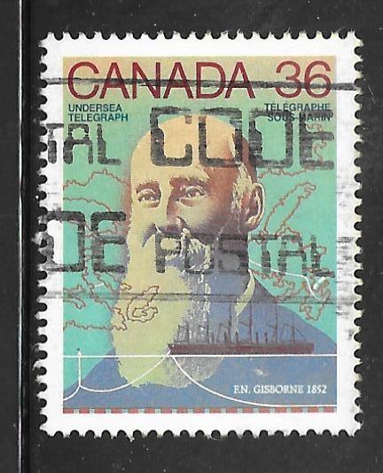 Canada 1138: 36c Undersea Telegraph, F.N. Gisborne, 1852, used, VF