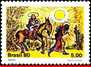 1720 BRAZIL 1980 CHRISTMAS, FLIGHT INTO EGYPT, RELIGION, PAINTING RHM C-1171 MNH