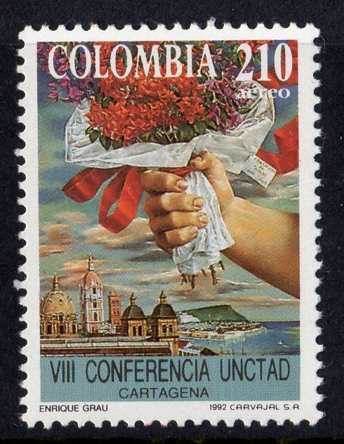 COLOMBIA 1992 Sc#C846 UNCTAD Conference - Flowers  Single MNH