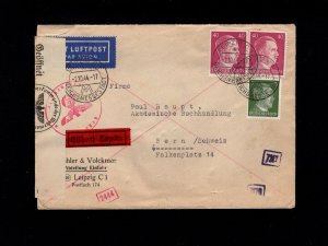 Germany WWII Munich Censor Scarce H/S Express Leipzig 1944 Red Cross Cover 1e