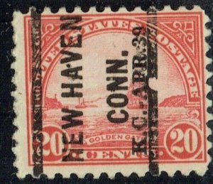 1926 20c GOLDEN GATE with precancel f/ NEW HAVEN CT (698-232) Nice local type! 