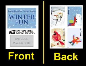 US 4940c Winter Fun imperf NDC label block (4 stamps) MNH 2014