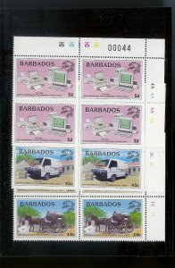 BARBADOS Sc#973-974, 976 Partial Mint Never Hinged PLATE BLOCK Set