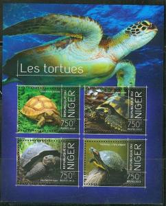 NIGER 2013 TURTLES SHEET OF FOUR STAMPS