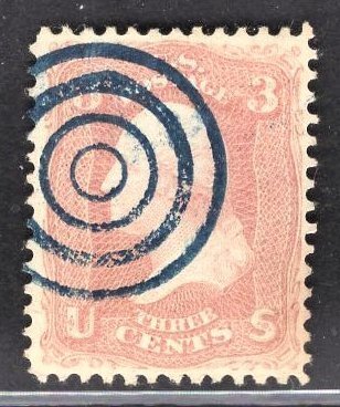 US Stamp#65 3c Rose Washington  USED SCV $ $3.00 