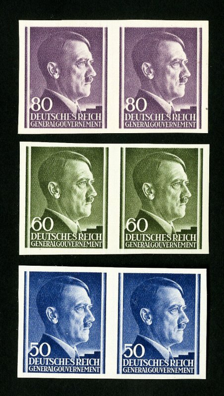 Germany Stamps XF OG NH Lot of 3 Imperforate Pairs 