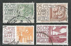 Mexico Scott C189,C193,C194,C196 - Air Mail - 4 Stamp Set - Used
