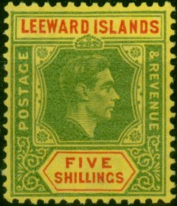 Leeward Islands 1951 5s Bright Green & Red-Yellow SG112c V.F MNH