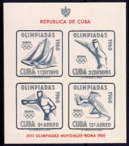 Cuba 1960 Sc#C213a ROME OLYMPIC GAMES Souvenir Sheet MNH