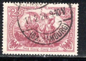 Germany Reich Scott # 114, used, var. color, exp. h/s, Mi# 115a