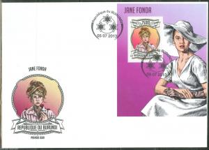 BURUNDI 2013 JANE FONDA  SOUVENIR SHEET FIRST DAY COVER