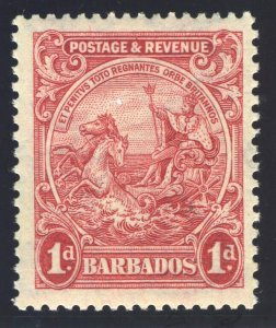 Barbados 1925 'Badge of the Colony' 1d scarlet (p13½x12½) MLH. SG 231c. Sc 167a.