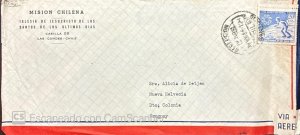 KV)1966 CHILE, AIRMAIL COVER SENT FROM LAS CONDES TO NUEVA HELVECIA IN URUGUAY