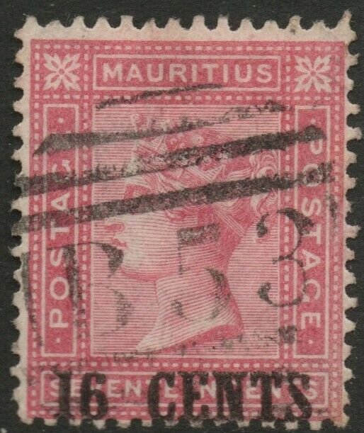 MAURITIUS-1883 16c on 17c Rose Sg 113 GOOD USED V38135