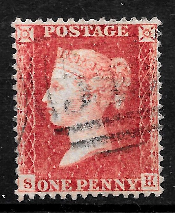 GB QV SG40, C10, 1d Rose-red, (SH) PLATE 43, LC14, FINE USED.