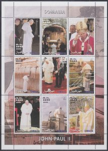 SOMALIA  # SOA001 CPL MNH  SHEET of 9 DIFF POPE JOHN II DIFF TRAVELS