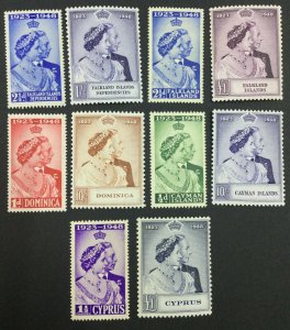 MOMEN: BRITISH COLONIES 1948 SILVER WEDDING 5 SETS MINT OG NH LOT #64750