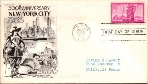 FDC 1953 SC #1027 Aristocrats Cachet - New York, Ny - Single - J223