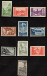 US 1934 National Parks Imperforate; Scott 756-65; MNH