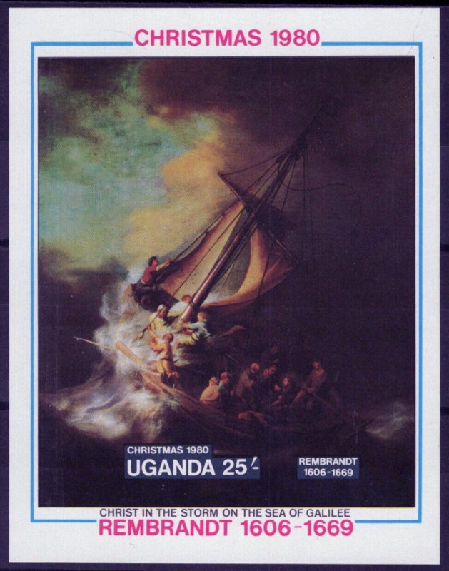 ZAYIX Uganda 309 MNH Christ in the Storm Sea of Galilee Rembrandt Art 111922S30 