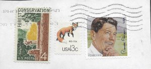 US #1122,1757g,4494  used on piece.  Forest, Fox, Reagan.