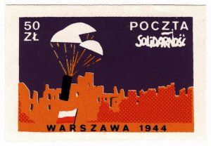 (I.B) Poland Cinderella : Solidarity Political Stamp 50zl (Warsaw)