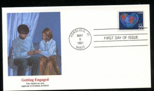 US 2536 Love Stamp 1991 Bklt single UA Fleetwood cachet FDC