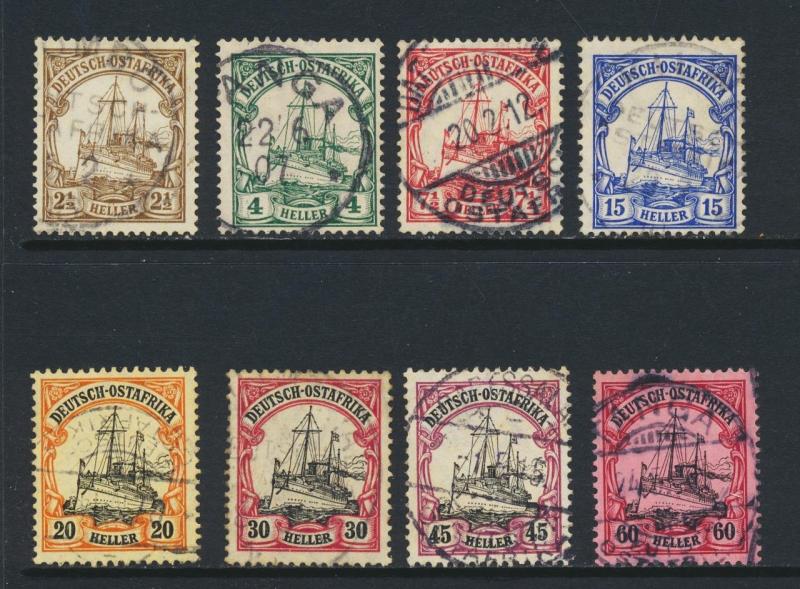 GERMAN EAST AFRICA 1905-18 SET TO 60h, VF USED Sc#31-8 CAT$294(SEE BELOW)