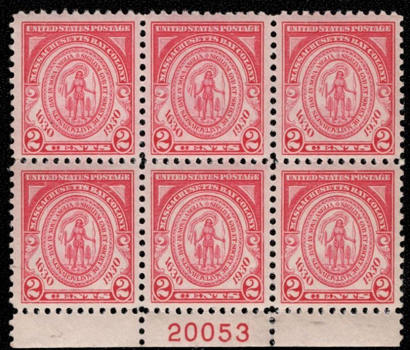 US #682 Plate Block, VF mint never hinged, fresh plate, super nice, SCV $25.00