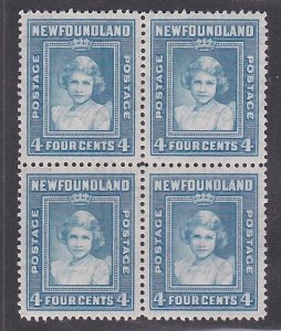 NEWFOUNDLAND 1941-44 4c SG279 MNH block of 4 well centred..................A3956