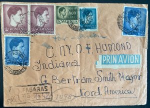 1947 Fagaras Romania Airmail Registered Cover To Hamind IN Usa