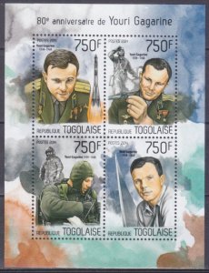 2014 Togo 5732-35KL 80 years anniversary of Yuri Gagarin 12,00 €