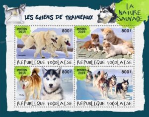 Togo - 2019 Sledge Dogs on Stamps - 4 Stamp Sheet - TG190121a