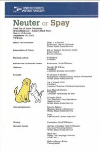 US 3670-3671 Neuter or Spay Ceremony Program FDC