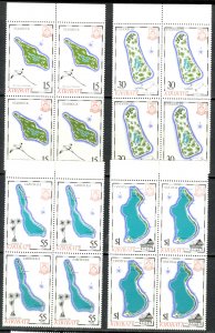 KIRIBATI 1987 ISLANDS MAP and BIRDS Set BLOCKS OF 4 Sc 487-490 MNH